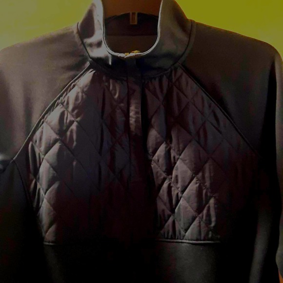 Avia 1/4 zip quilted front kangaroo pocket Dark Gray pullover top Large 12-14 - Picture 3 of 7